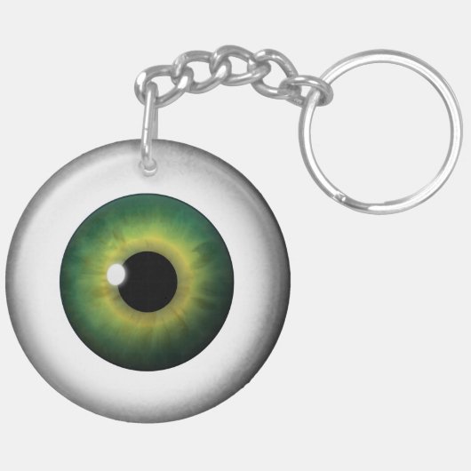緑色の眼球丸い両面アクリルキーチェーン キーホルダー (裏面左)