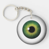 緑色の眼球丸い両面アクリルキーチェーン キーホルダー (正面)