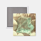 緑色の石英茶色の石の自然写真 マグネット (正面/裏面)