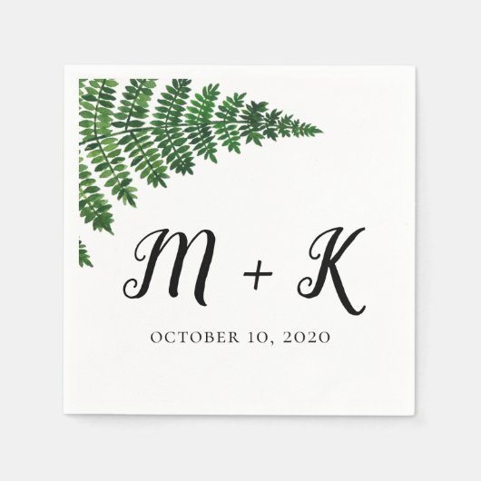 緑色の結婚シダの。森林植物水彩画 スタンダードカクテルナプキン (正面)