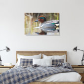 緑色の翼のティール（緑がかった色） キャンバスプリント (インサイチュ (寝室))