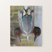 緑色の翼のティール（緑がかった色） ジグソーパズル (縦)