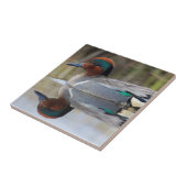 緑色の翼のティール（緑がかった色） タイル (側面)