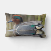 緑色の翼のティール（緑がかった色） ランバークッション (裏面)