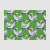 緑色の背景に白鳥のデザイン 薄葉紙 (正面)
