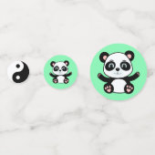 緑色の背景のかわいいパンダの熊 コンフェッティ (裏面)