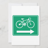 緑色の自転車経路右矢印案内標識 招待状 (正面)
