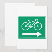 緑色の自転車経路右矢印案内標識 招待状 (正面/裏面)