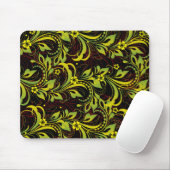 緑色の花柄 マウスパッド (マウス)