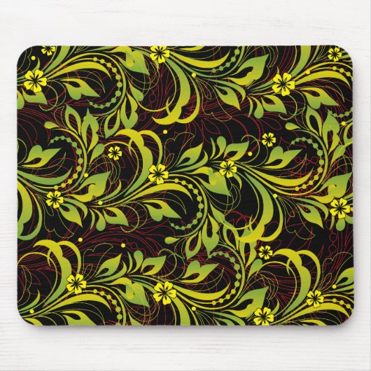 緑色の花柄 マウスパッド (正面)