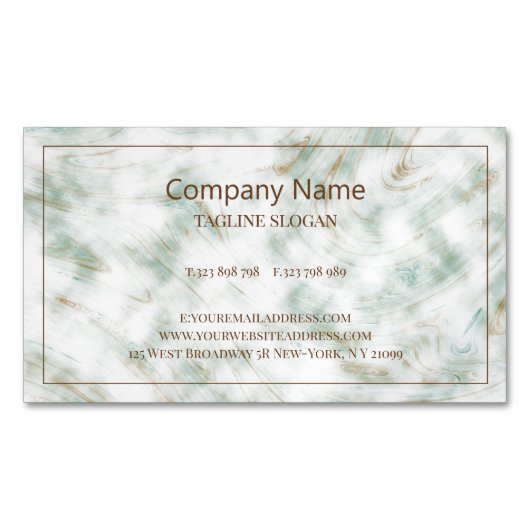 緑色の茶色と白の霜降り マグネット名刺 (正面)