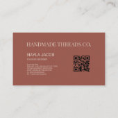 緑色の茶色のチェッカーボードパターンQRコードハンドメイド 名刺 (裏面)