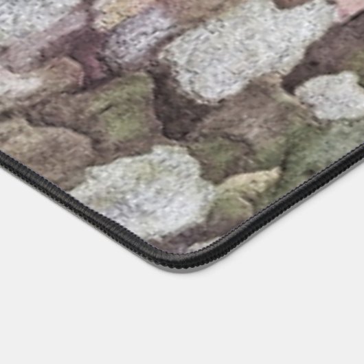 緑色の茶色の灰色のカモフラージュの木の樹皮モノグラム デスクマット (コーナー)
