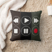 緑色の茶色の黒い技術アイコン巻き戻し早送り クッション (ブランケット)