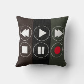 緑色の茶色の黒い技術アイコン巻き戻し早送り クッション (裏面)