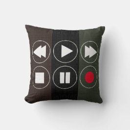 緑色の茶色の黒い技術アイコン巻き戻し早送り クッション