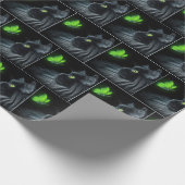 緑色の蝶を見つめ白熱［赤熱］光を放つる黒猫 ラッピングペーパー (角)