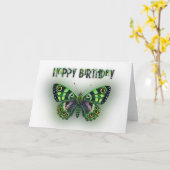 緑色の蝶 カード (黄色い花)