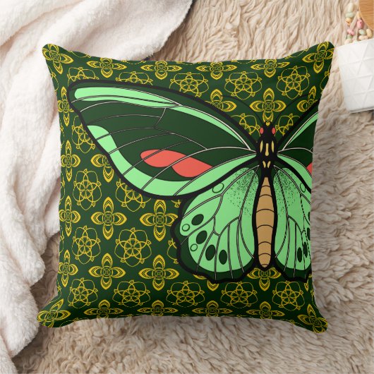 緑色の蝶 クッション (ブランケット)