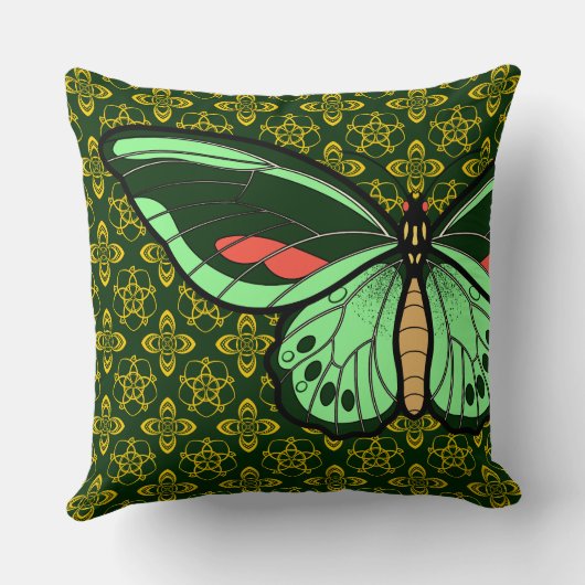 緑色の蝶 クッション (裏面)