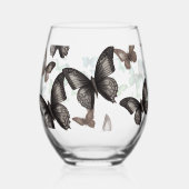 緑色の蝶 ステムなしワイングラス (裏面)