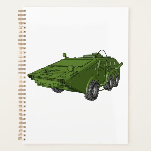 緑色の装甲軍用車両 プランナー手帳 (正面)