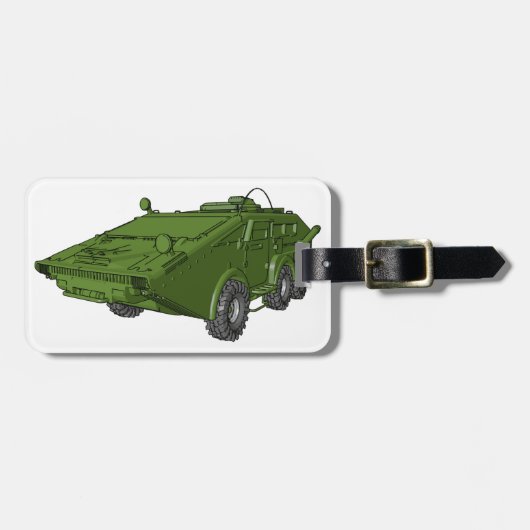 緑色の装甲軍用車両 ラゲッジタグ (正面横)