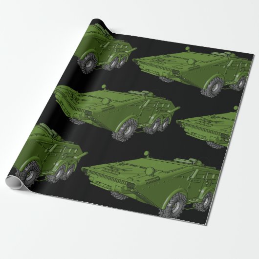 緑色の装甲軍用車両 ラッピングペーパー (アンロールド)