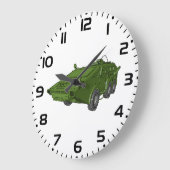 緑色の装甲軍用車両 ラージ壁時計 (傾斜)