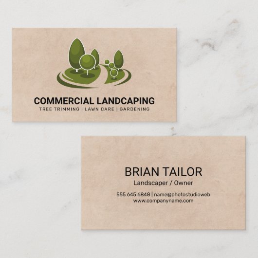 緑色の親指の葉 | 芝生 | 造園 名刺 (正面/裏面)