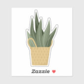 緑色の観葉植物を透明なシールで入れる シール (シート)