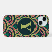 緑色の貝殻模様 iPhone 15ケース (裏面横)