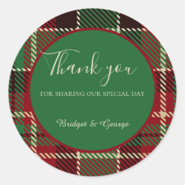 緑色の赤い黒のスコットランドのケルト結婚タータンチェック ラウンドシール