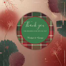 緑色の赤い黒のスコットランドのケルト結婚タータンチェック ラウンドシール