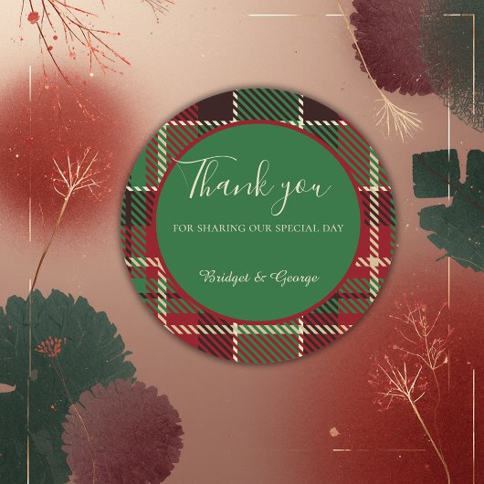 緑色の赤い黒のスコットランドのケルト結婚タータンチェック ラウンドシール