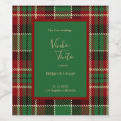 緑色の赤い黒のスコットランドのケルト結婚タータンチェック ワインラベル (シングルラベル)