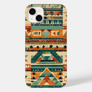 緑色の赤茶色の白い丸い形の部族 Case-Mate iPhone 14 PLUSケース