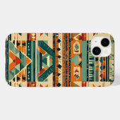 緑色の赤茶色の白い丸い形の部族 Case-Mate iPhoneケース (裏面 (横))