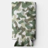 緑色の迷彩柄パターンを茶色の地色 スリム缶クーラー (裏面)