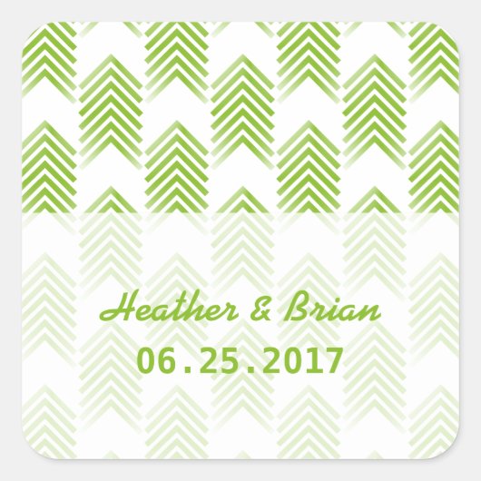 緑色の部族の矢印結婚式用シール スクエアシール (正面)