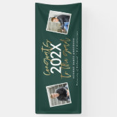 緑色の金ゴールドモダンスクリ数々のプト写真の卒業 横断幕 (縦)