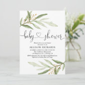 緑色の金ゴールド男女兼用緑のベビーシャワー 招待状 (スタンド正面)