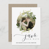 緑色の金ゴールド観測リース日付写真を保存 案内ポストカード (正面/裏面)