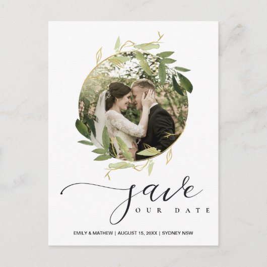 緑色の金ゴールド観測リース日付写真を保存 案内ポストカード (正面)