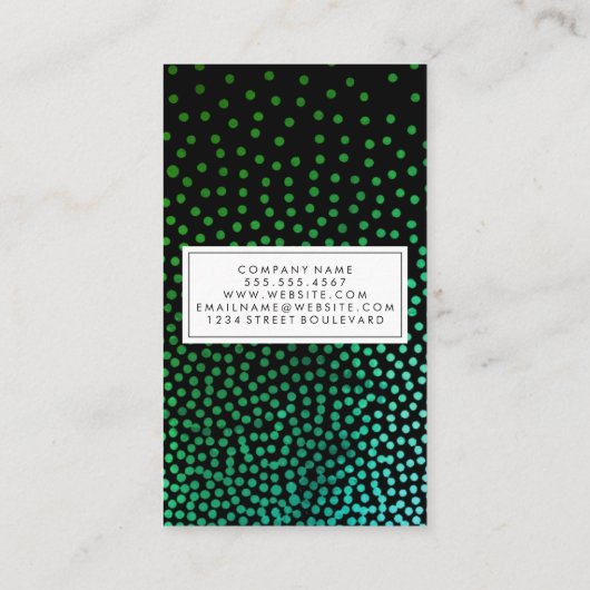 緑色の金属の斑点のあるパターン 名刺 (裏面)