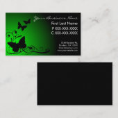 緑色の黒いフェード蝶の渦巻き名刺 名刺 (正面/裏面)