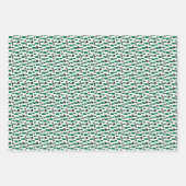 緑色の「クラス」の犬のラベルとドットのパターン ラッピングペーパーシート (正面3)