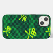 緑色のEmoパターン(円) iPhoneケース (裏面横)