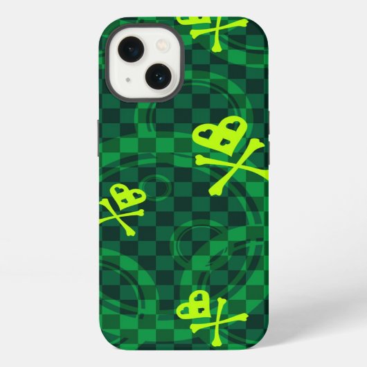 緑色のEmoパターン(円) iPhoneケース (裏面)