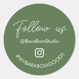緑色のInstagramフォロー用パッケージステッカー ラウンドシール